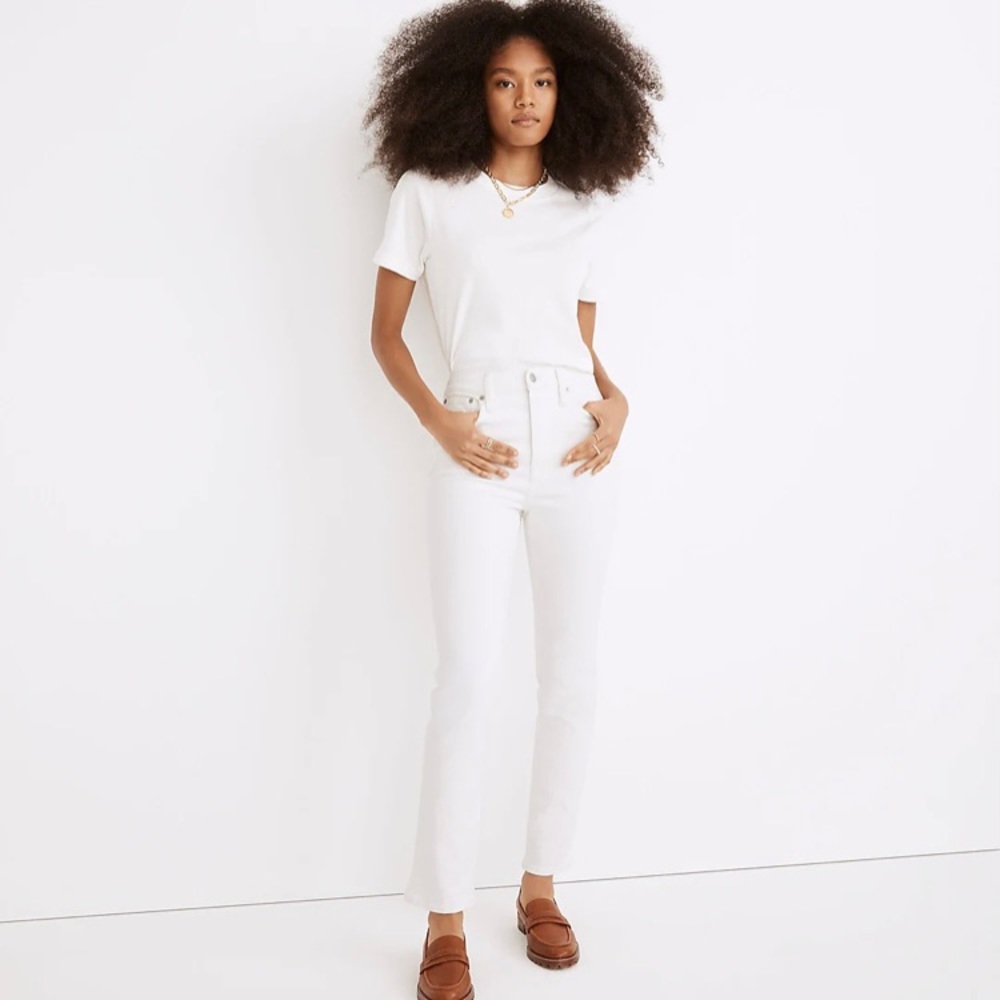 NWT MADEWELL Women High Rise The High-Rise Perfect Vintage Jean Tile White 29